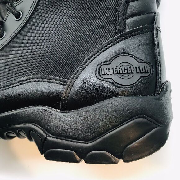 Interceptor MNIN0440111 Black Leather Men's 12 Side Zip Lace Up Tactical Boots - Picture 12 of 13